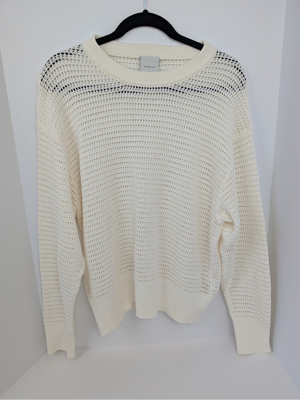 Varley Kershaw Open Knit Cotton Sweater Medium Cream